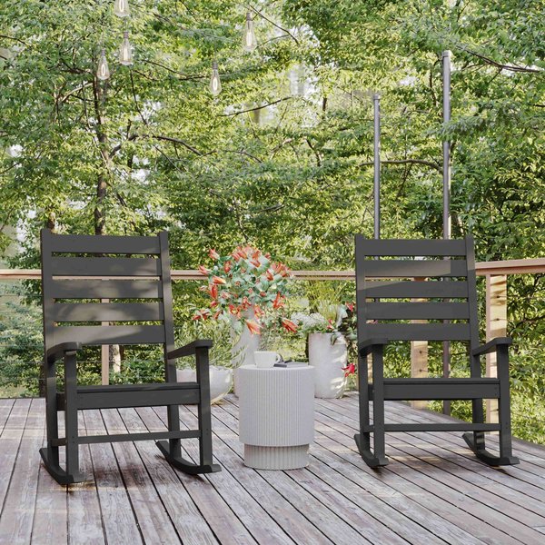 Flash Furniture Gray All-Weather Outdoor Rocking Chair, 2PK 2-LE-HMP-2002-110-GY-GG